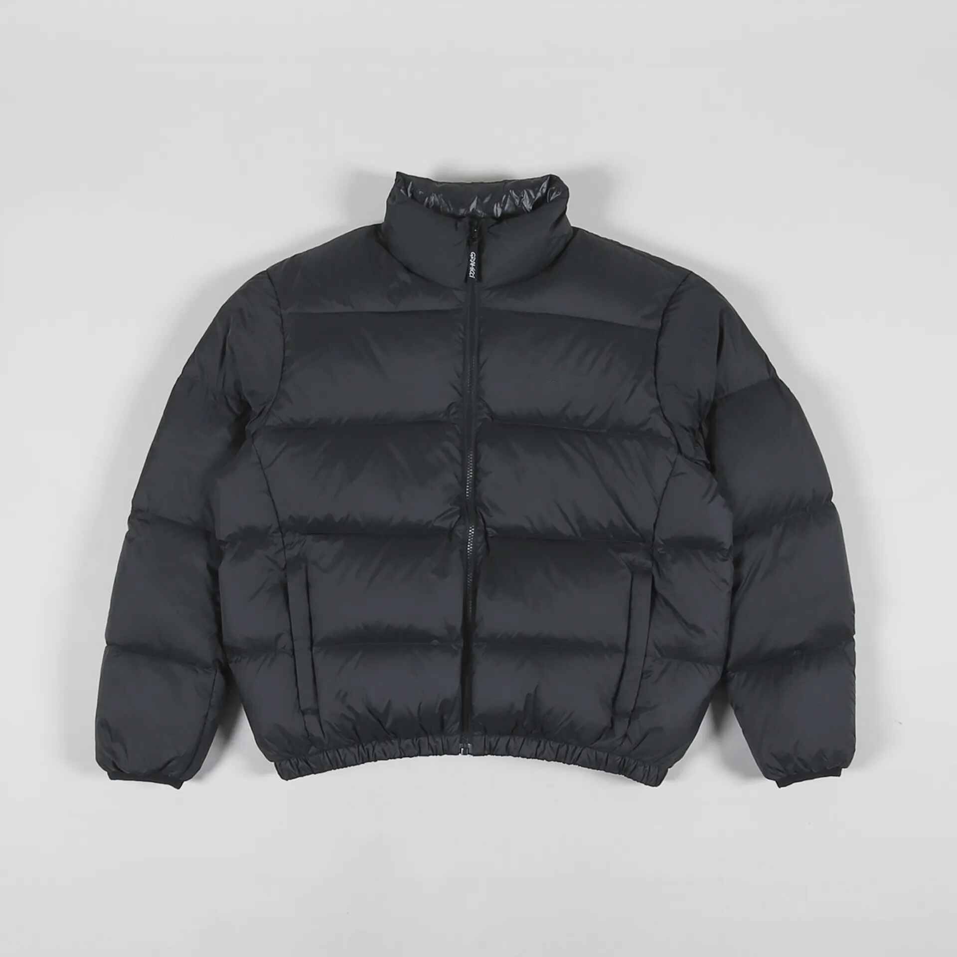 Black High-Collar Horizontal-Quilted Jacket